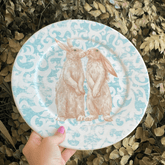Prato Raso Páscoa Coelho Sweet Easter Branco e Verde - Ela Decora
